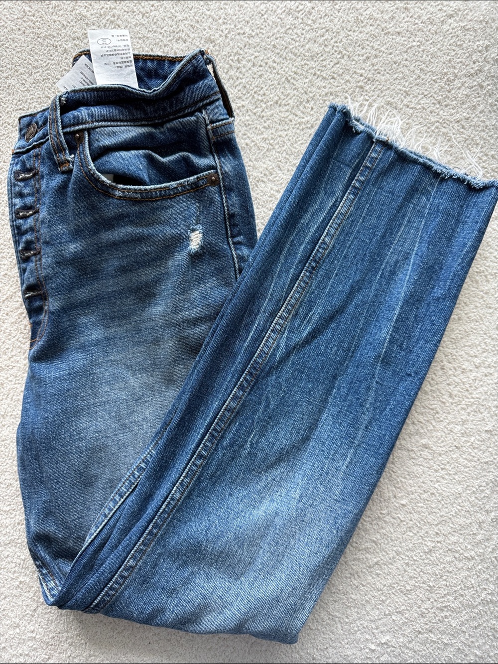 Abercrombie & Fitch Simone High Rise Ankle Straight Jeans - Medium Blue